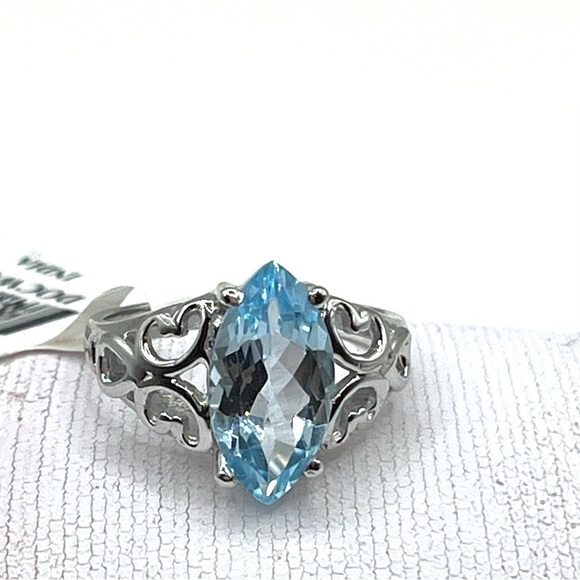 Sky Blue Topaz size 6 Marquise Sterling Silver Solitaire Ring - Picture 4 of 10
